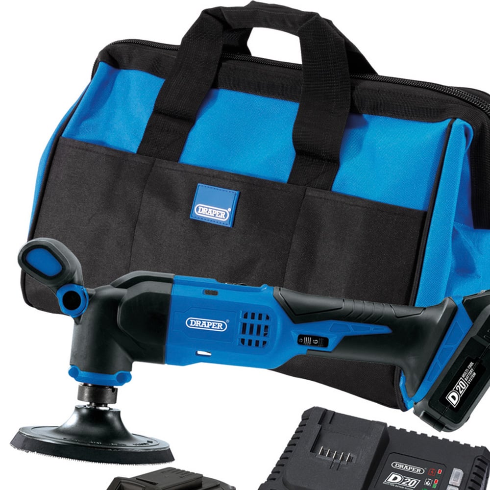Draper D20 20V 125mm Dual Action Polisher Kit with 5.0Ah Batteries and Fast Charger Image 2