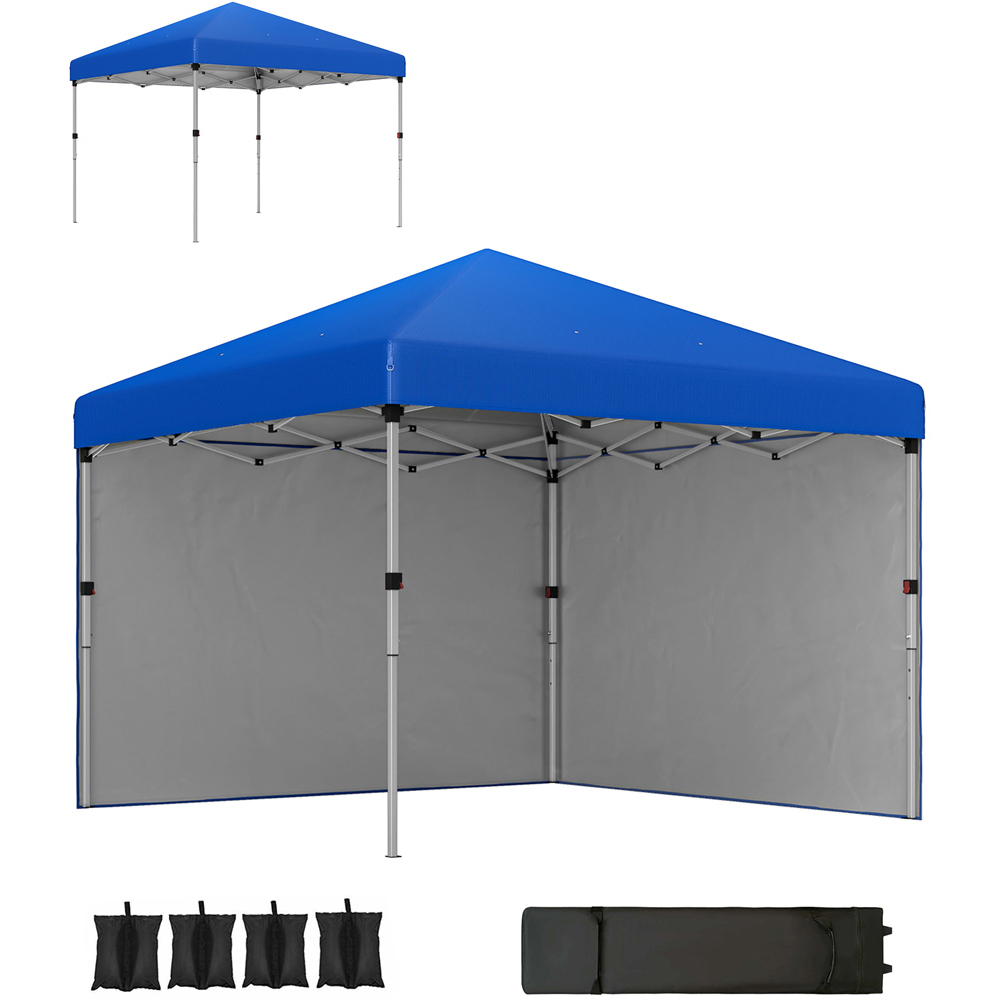 Outsunny 3 x 3m Blue Pop Up Gazebo Party Tent with 2 Sidewalls Image 2
