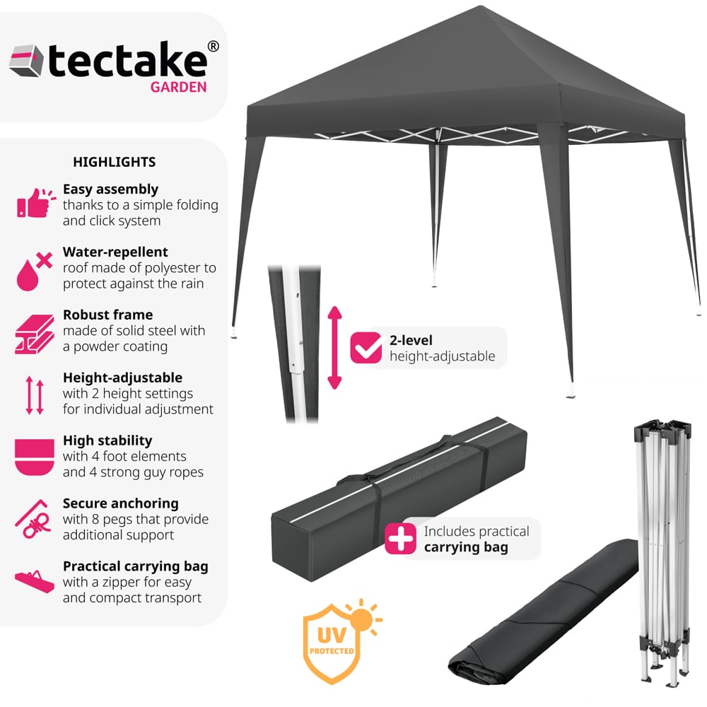 tectake Linosa 3 x 3m Grey Water and UV Resistant Gazebo Image 6