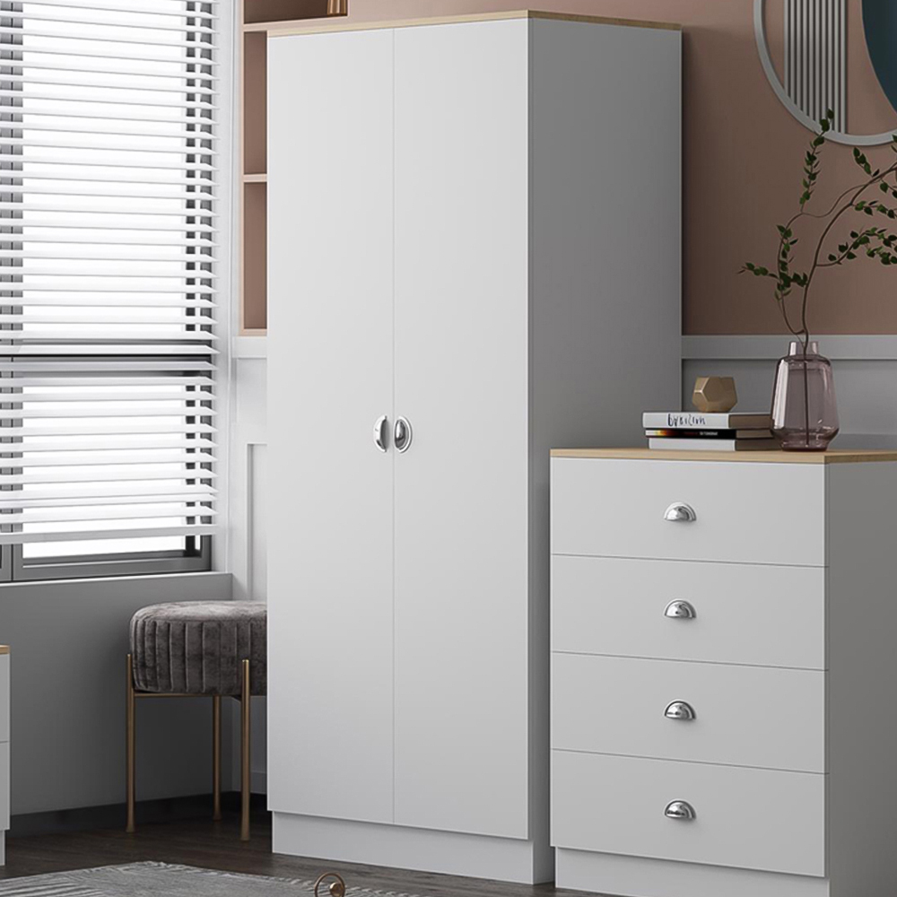 FWStyle Esher 2 Door White Oak Wardrobe Image 1