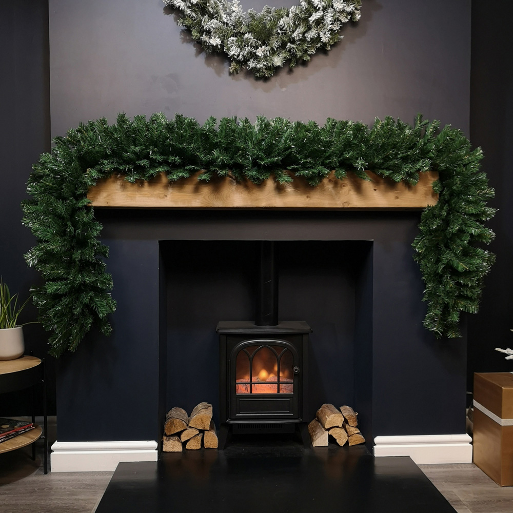 Premier Plain Green Extra Bushy Christmas Garland 270cm Image 9