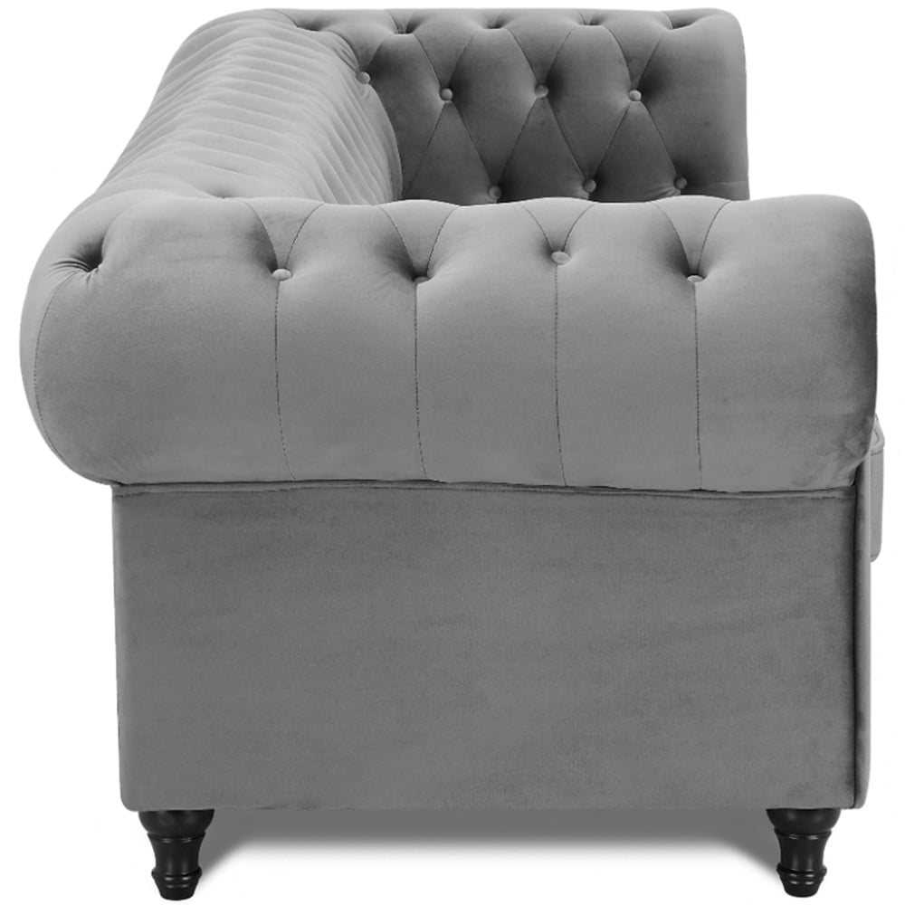 Home Detail Chesterfield 3 Seater Pleat Grey Velvet Sofa Image 4