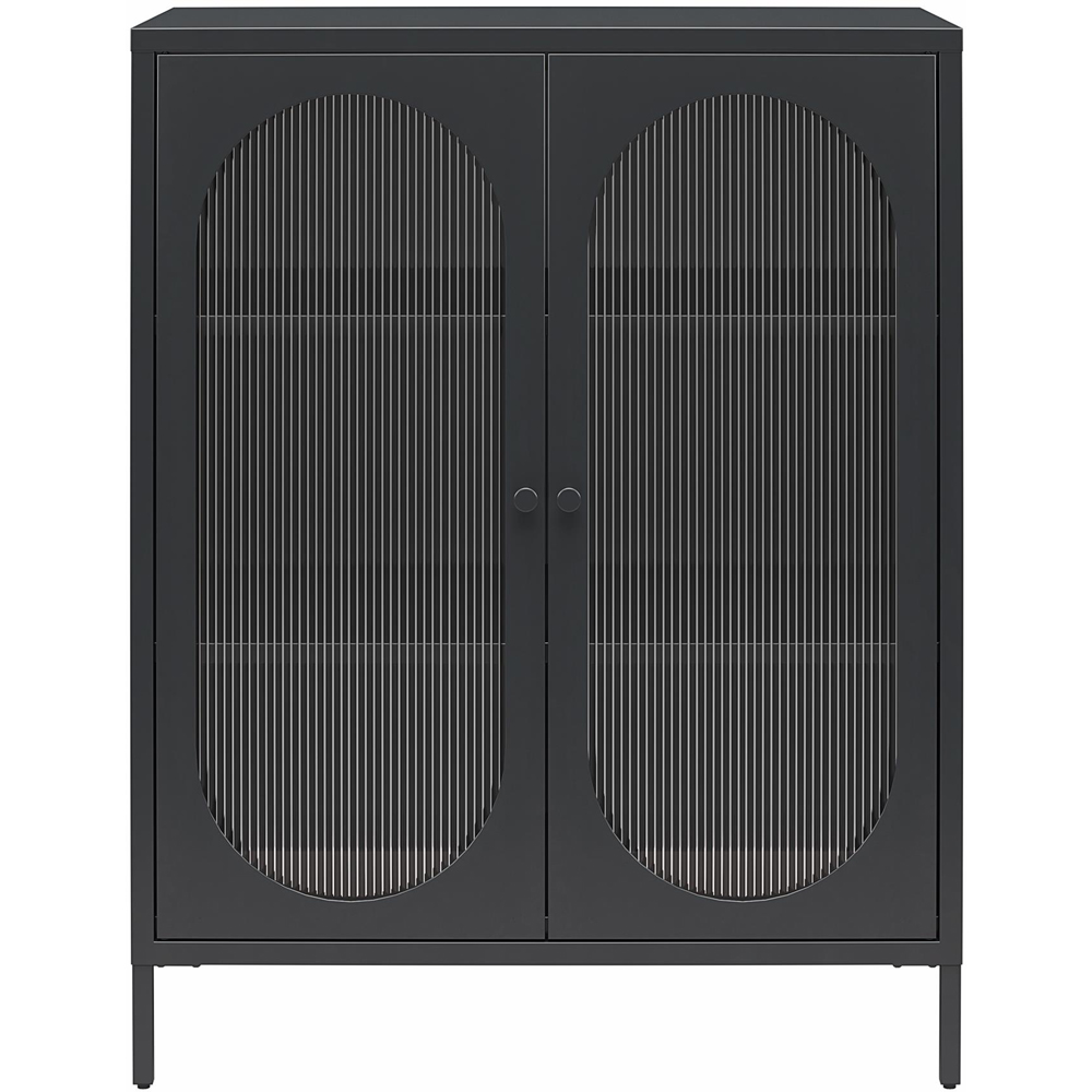 Dorel Luna 2 Door Sky Black Fluted Glass Accent Cabinet Image 3