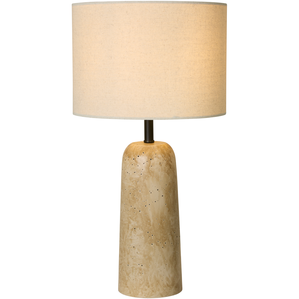 Lighting Collection Conway Natural Shade Travertine Finish Ceramic Table Lamp Image 3