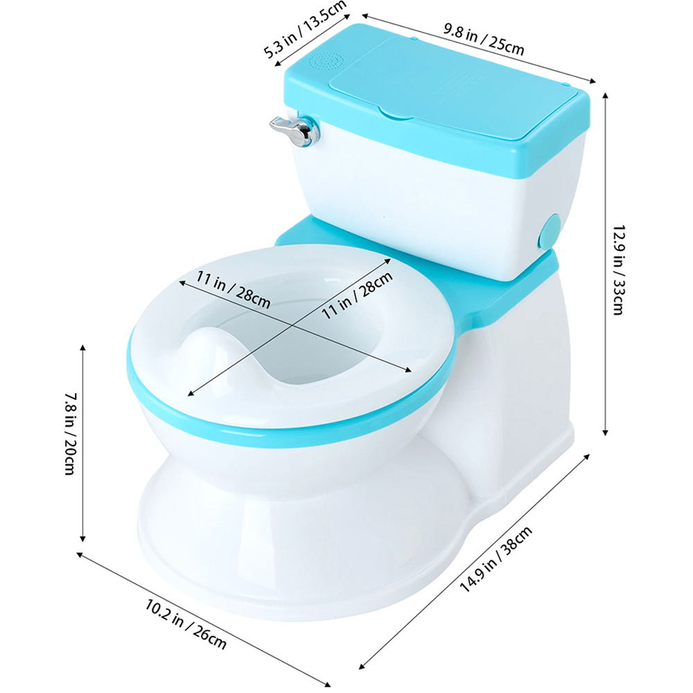 H&O Direct Blue Realistic Baby Potty Training Toilet with Flushing Sound Image 6