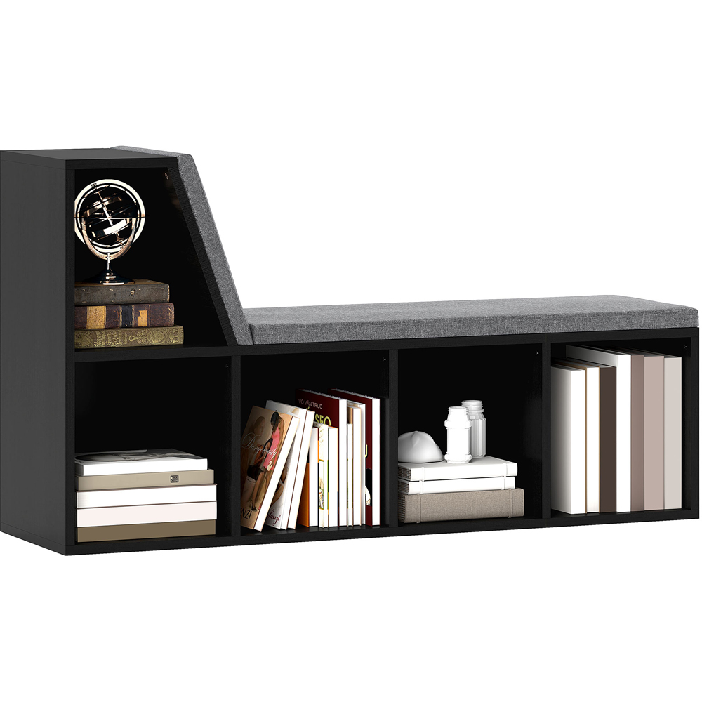 Portland 5 Shelf Black Bookcase with Removable Cushion Image 2