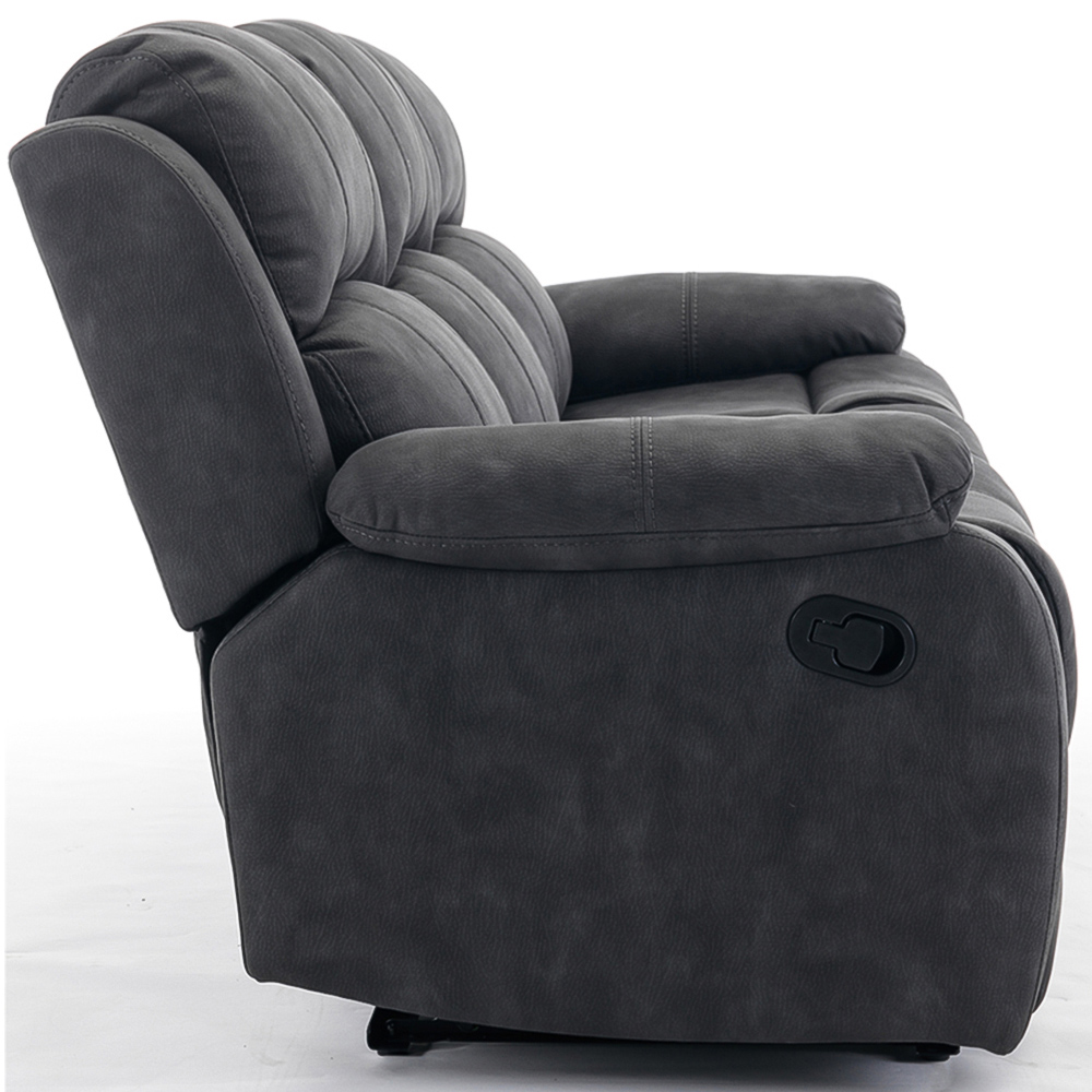 Furniture One 3 Seater Dark Grey Full Fabric Manual Recliner Sofa Image 5