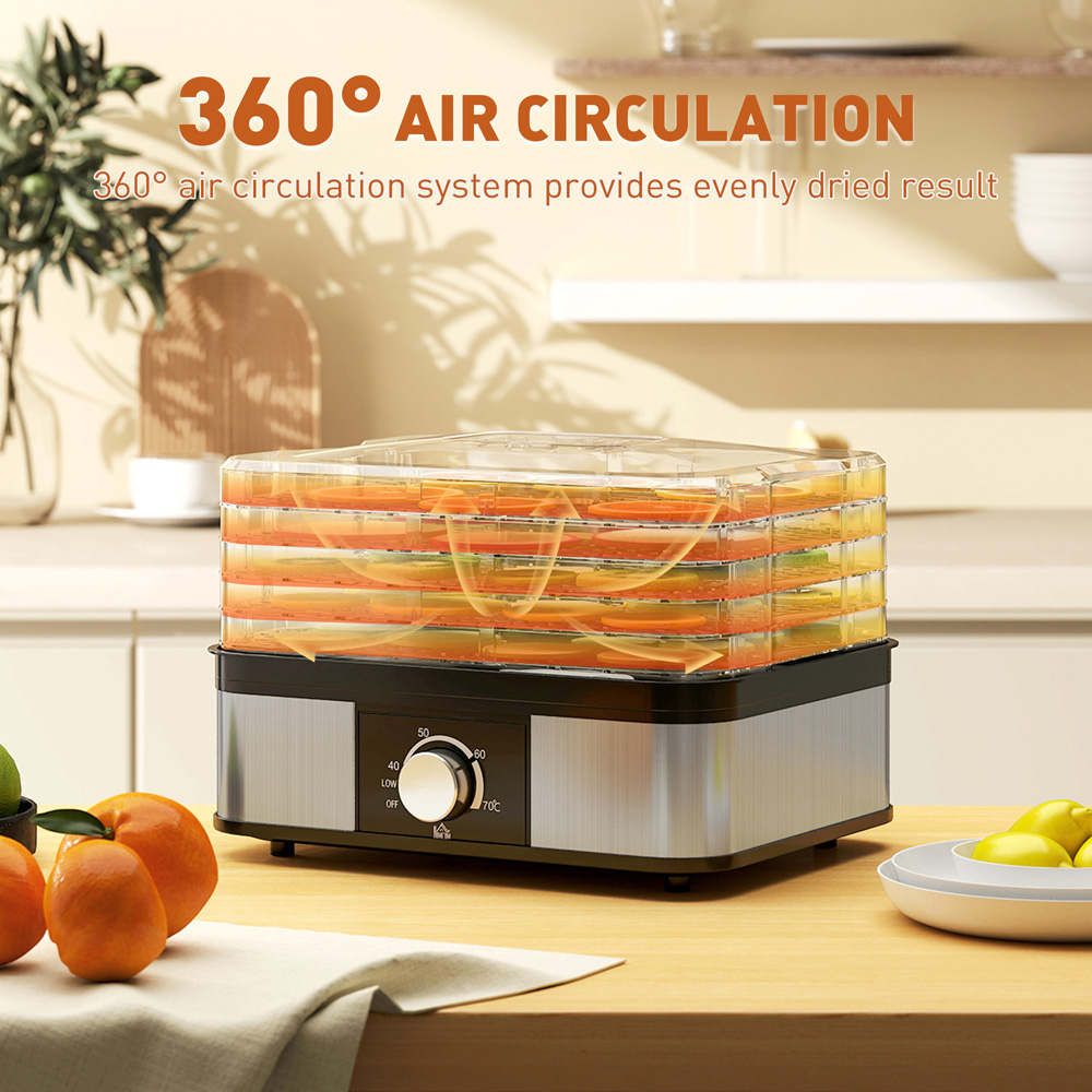 HOMCOM 800-142V71BK 5 Tier Black Food Dehydrator 245W Image 6