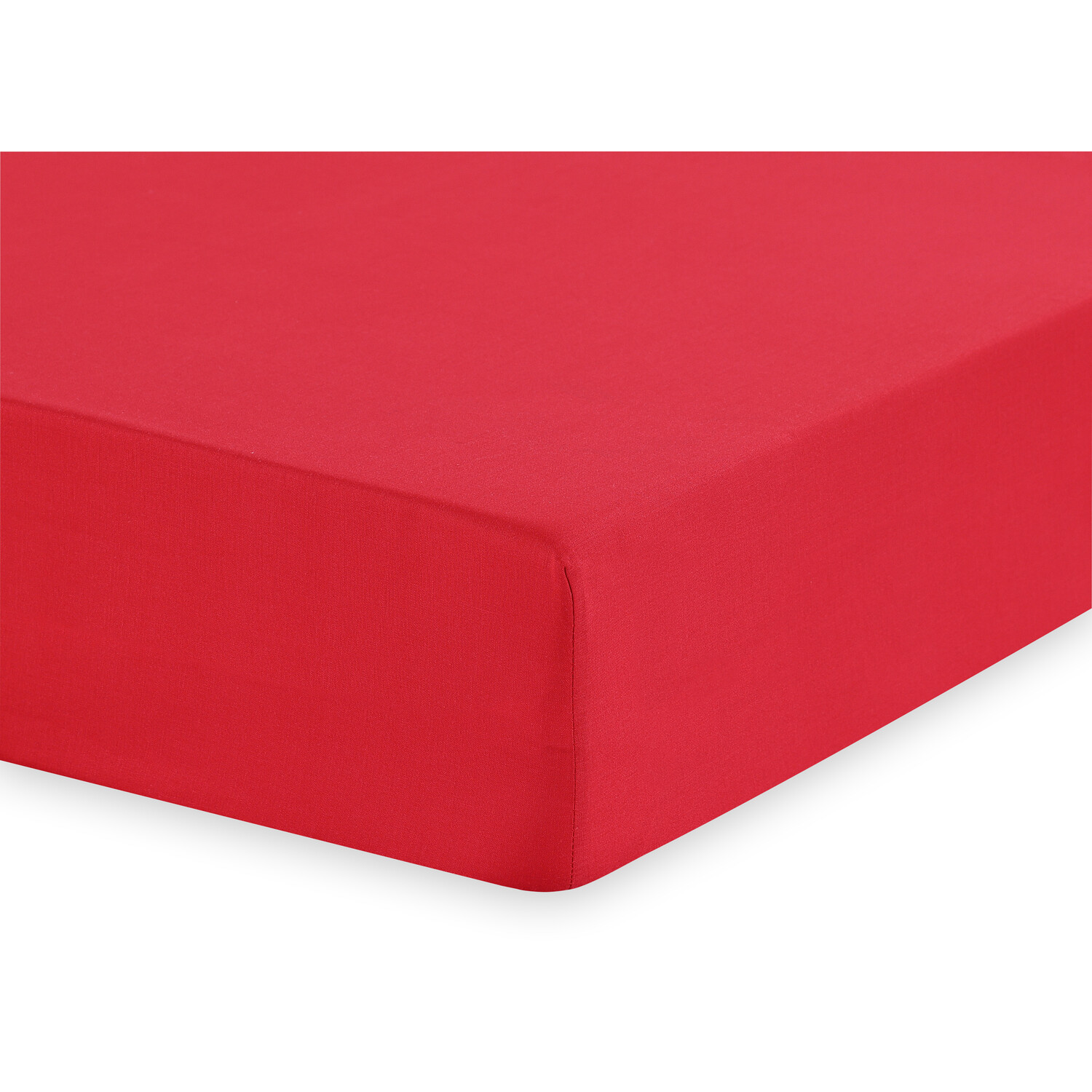 My Home Double Red Polycotton Fitted Sheet Image