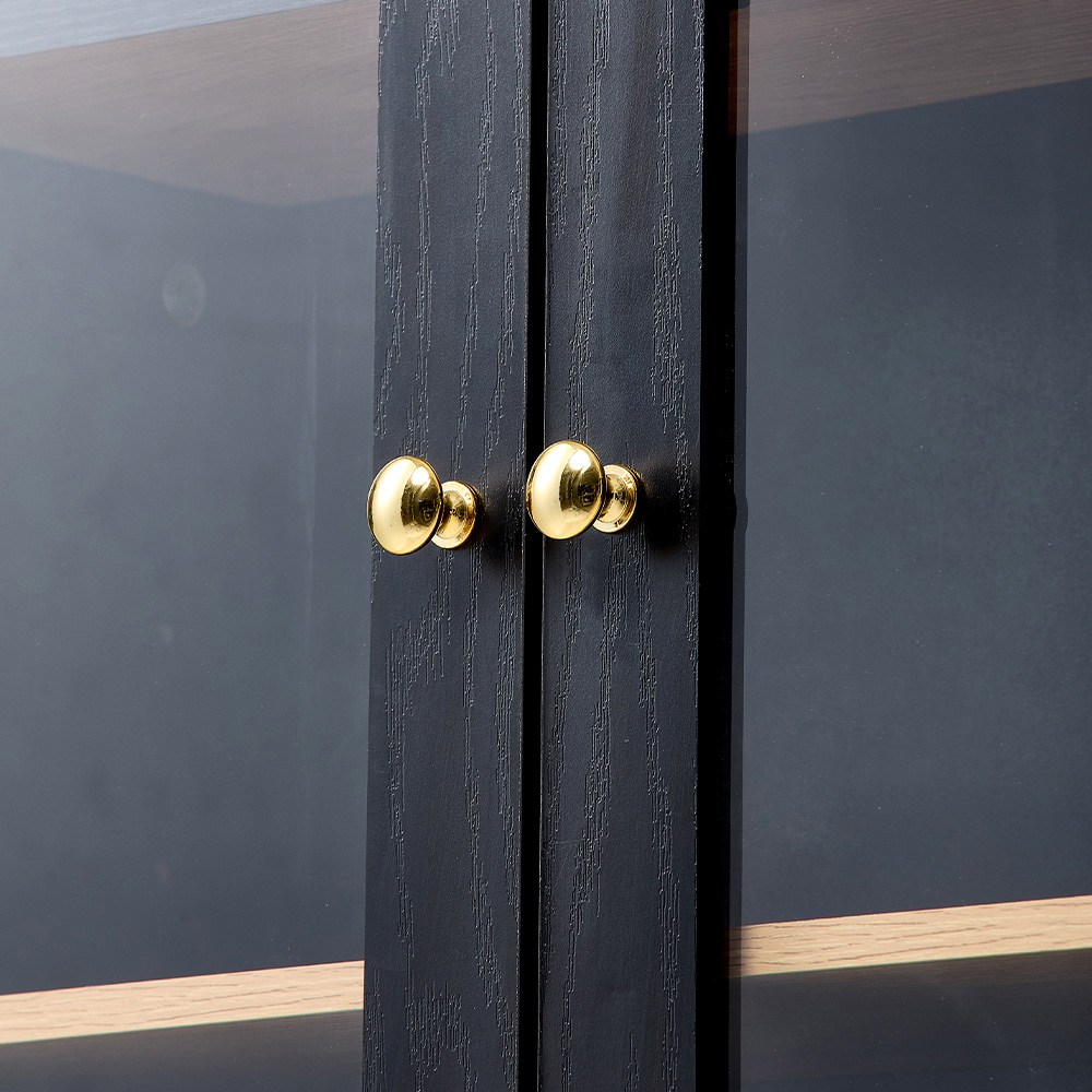 Living and Home 2 Door Black Wood-Grain Arched Wall Cabinet Image 3