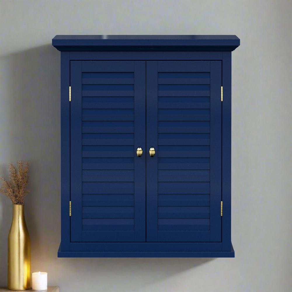 Teamson Home Glancy 2 Shutter Doors Navy Removable Wooden Corner Wall Cabinet Image 8