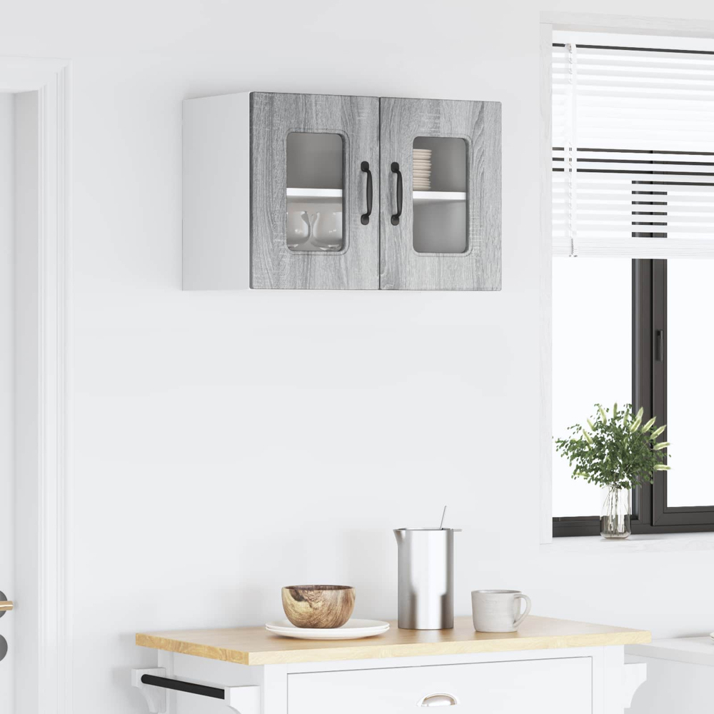 vidaXL Kalmar 2 Door Grey Sonoma Wall Kitchen Cabinet Image 9