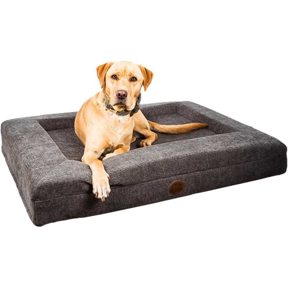 Snug & Cosy Small Chocolate Orthopaedic Dog Lounger Bed Image 1