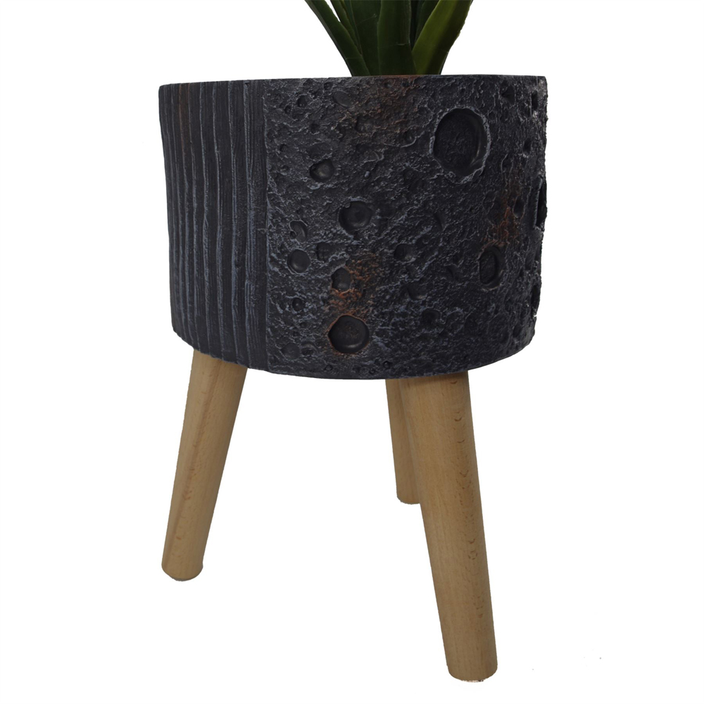 Leaf Lunar Black Fibreglass Composite Indoor Planter with Legs 35 x 24cm Image 2