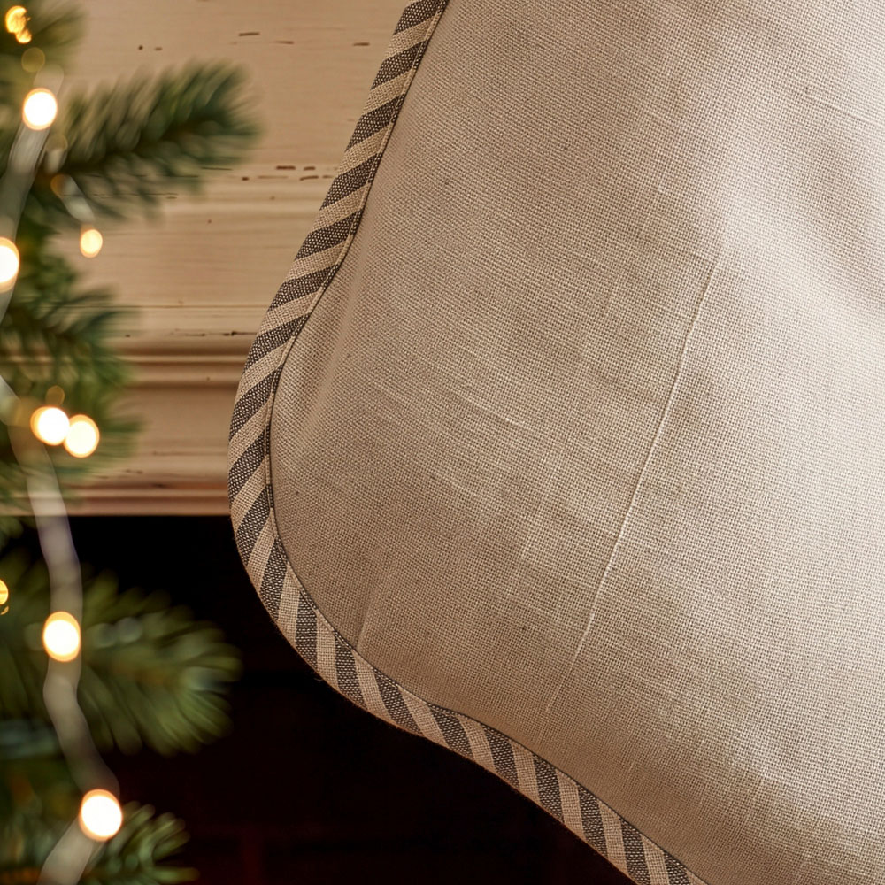 Dibor Grey Piped Chambray Christmas Stocking Image 3