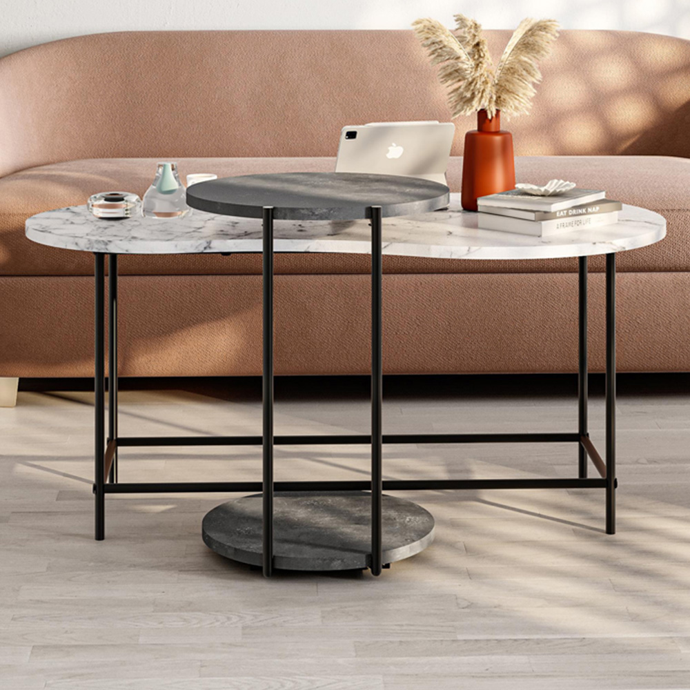 Decortie Cuddle White Marble Effect Nest of Tables Set of 2 Image 1