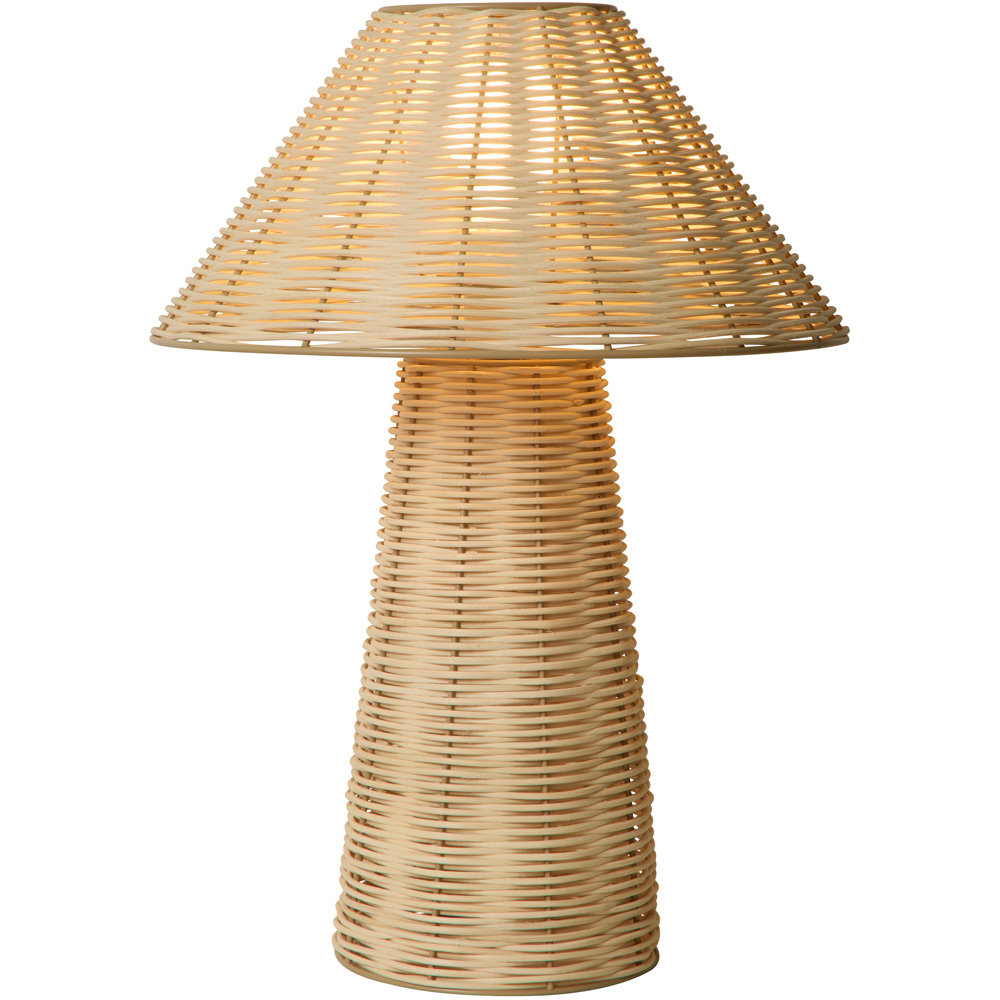 Lighting Collection Tusk Natural Rattan Bell Table Lamp Image 3