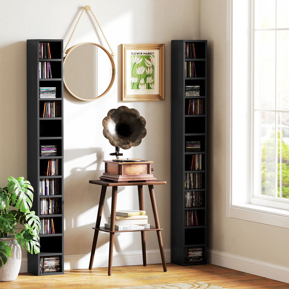 HOMCOM 204 CD Black Tall Bookshelf with Cubes Image 7