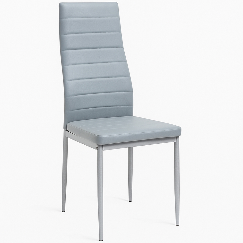 Kosy Koala 4 Seater Round Faux Leather Wooden Dining Set Grey Image 2