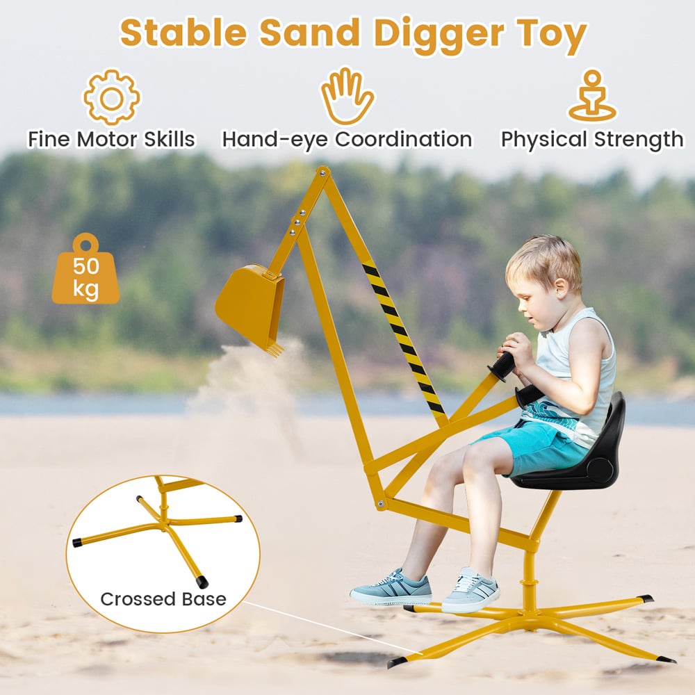 Costway Kids Yellow Rotatable Sand Digger Image 4