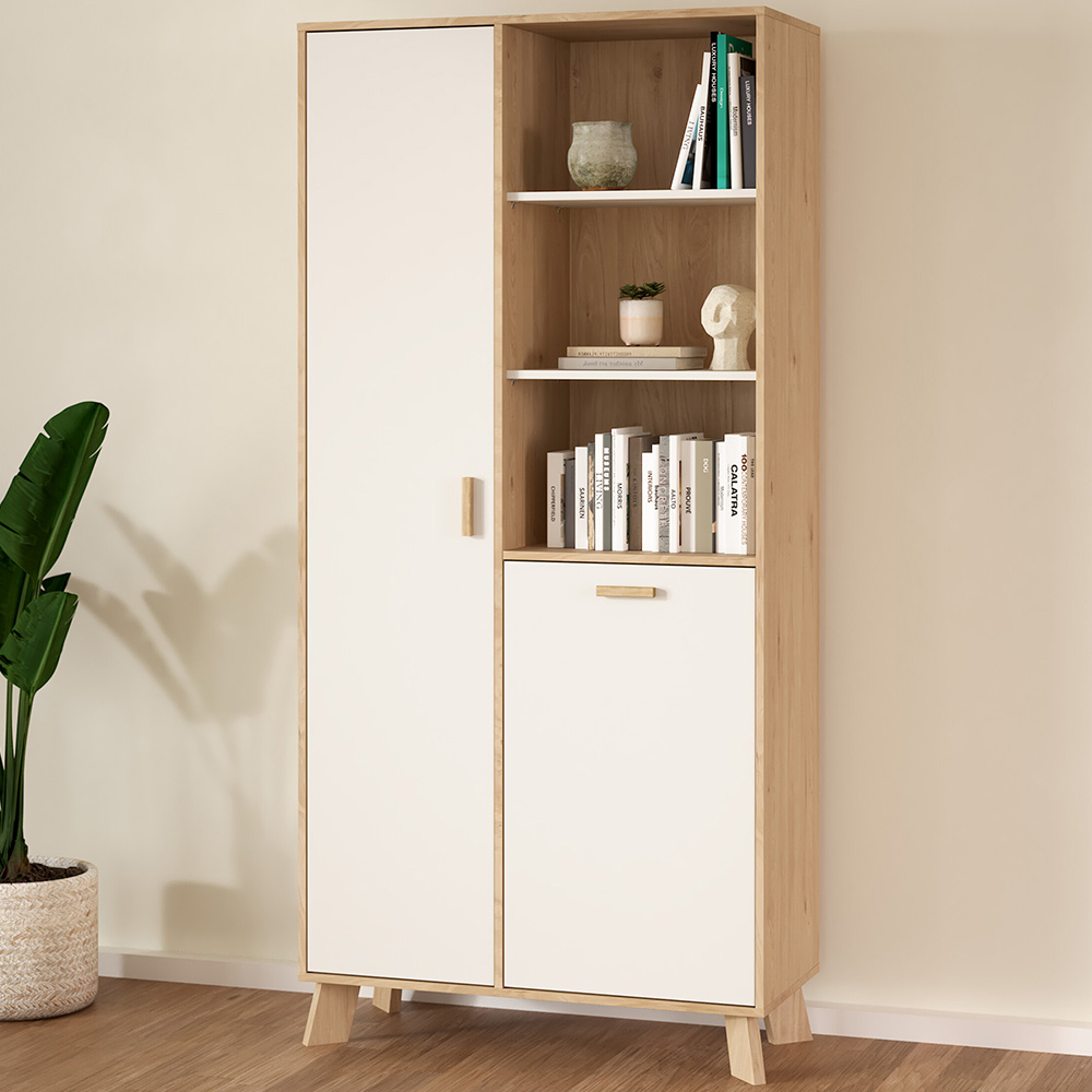 Furniture To Go Ikast 2 Door White and Brown Cabinet Image 1