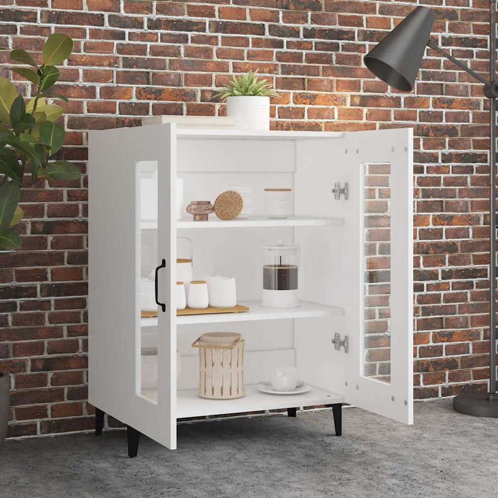 vidaXL 2 Glass Door White Sideboard Image 3