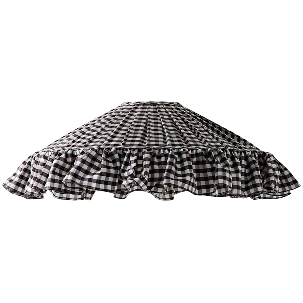 ValueLights Wren Brown Gingham Patterned Ruffle Skirt Trim Ceiling Shade Image 1