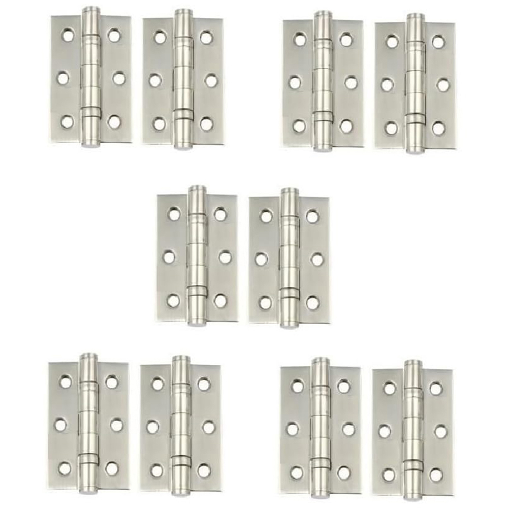 Golden Grace Satin Nickel Ball Bearing Timber Door Hinge Pair 75mm 5 Pack Image 1