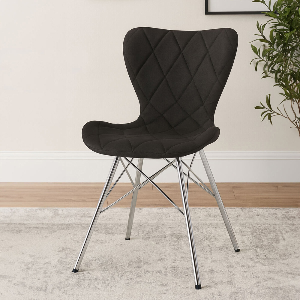Premier Housewares Stockholm Black Fabric Dining Chair Image 3