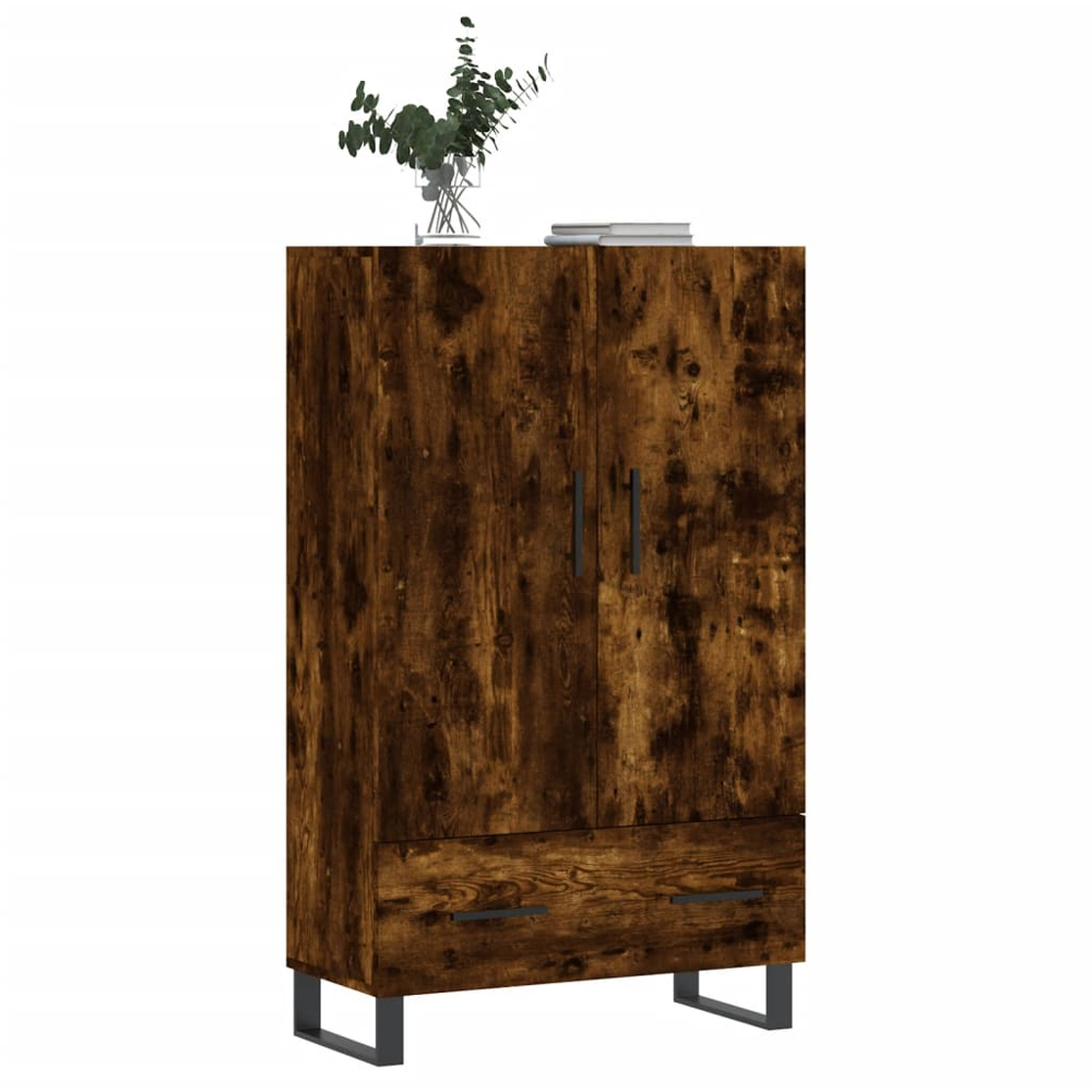 vidaXL 2 Door Single Drawer Smoked Oak Highboard Image 3