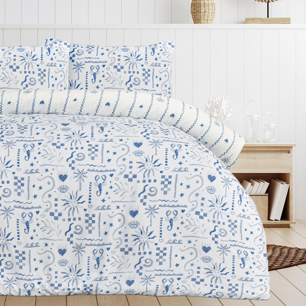 Smart Living Double Blue Holiday Postcard Duvet Set Image 8