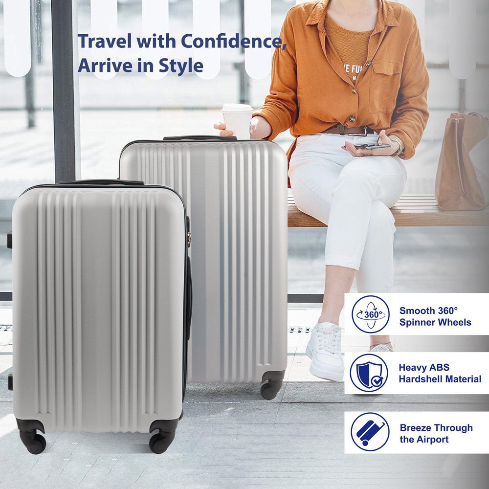Groundlevel Delta Hard Shell Set of 3 Silver XL Luggage Suitcase Image 4