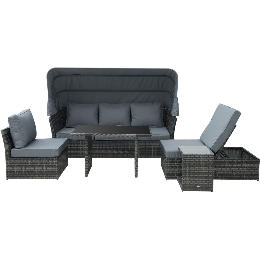 Outsunny 5 Seater Mixed Grey Rattan Garden Sofa Set Image 2
