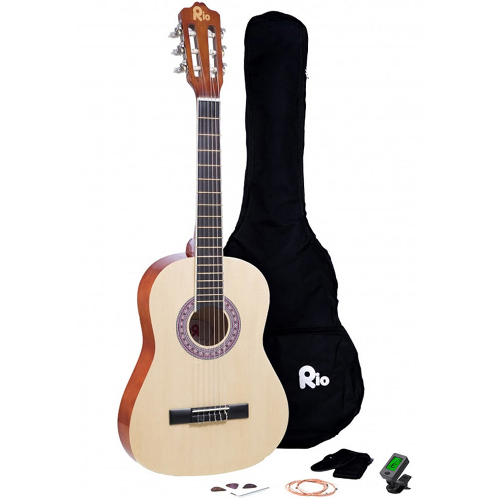 Rio 4/4 Size 39" Acoustic Guitar Package for Beginners - Natural Image 1