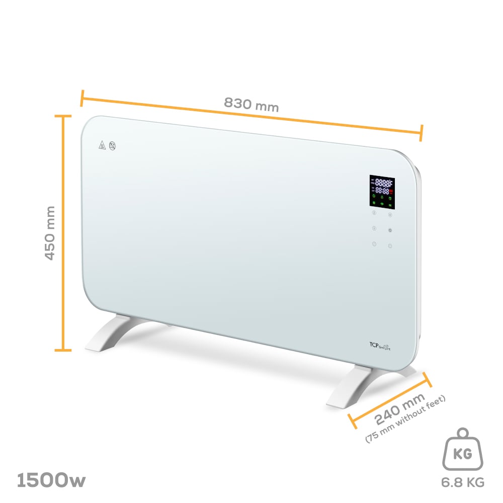 TCP White Smart Glass Panel Heater 1500W Image 6