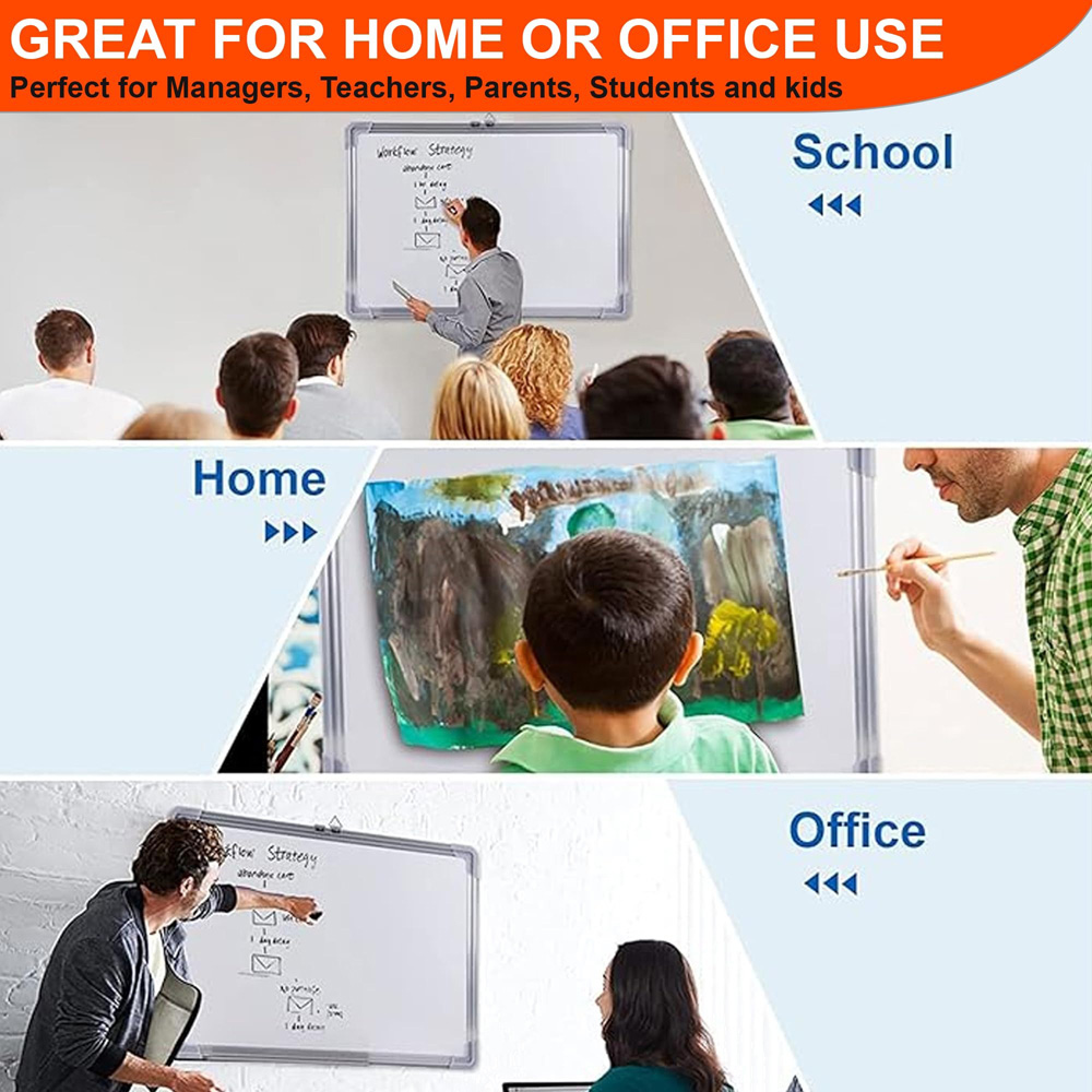 ATEK Magnetic Dry Wipe Wall Mounted Whiteboard with 3 Marker 5 Magnet and Eraser 900 x 600mm Image 5
