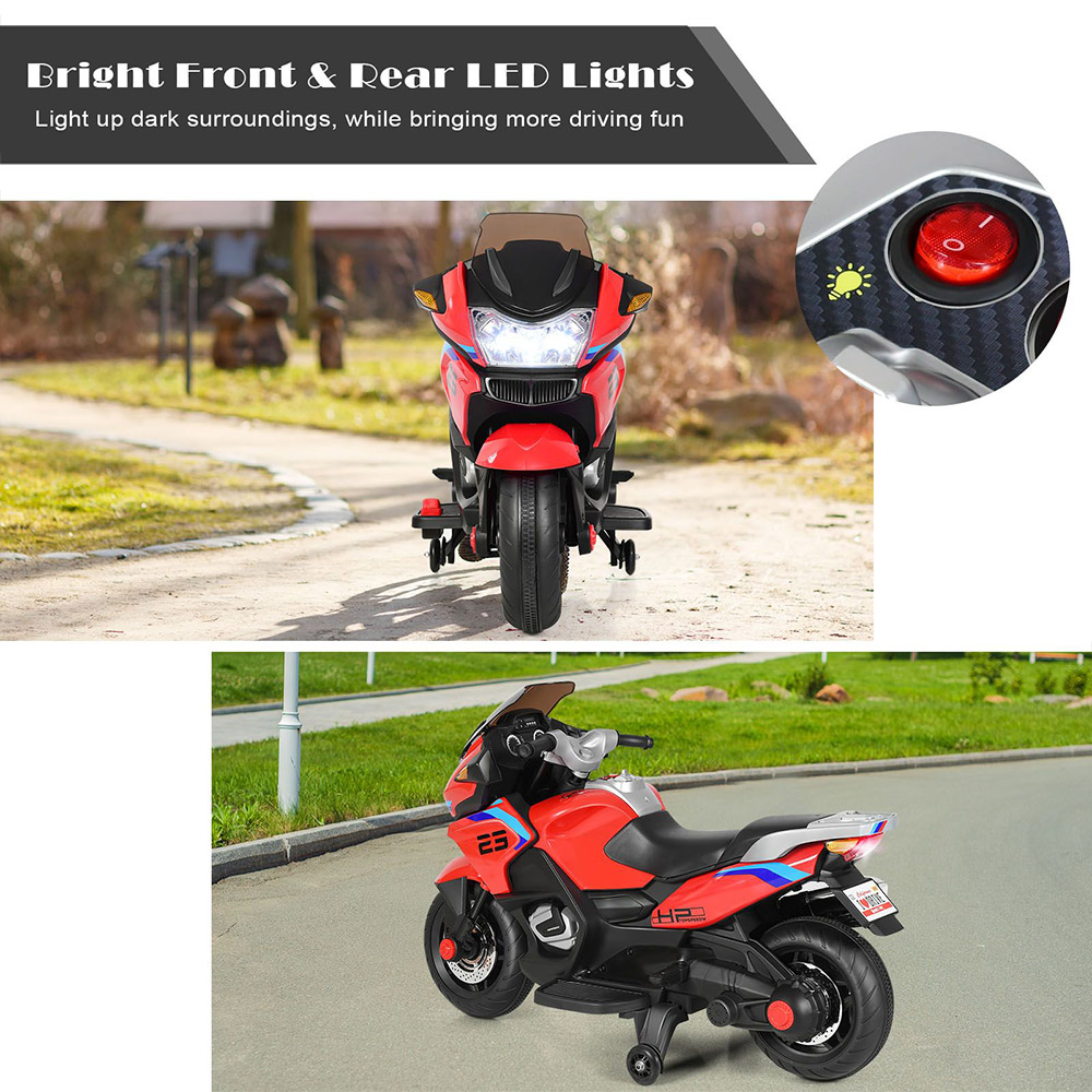 Costway Kids Red Ride On Motorcycle with Training Wheels Image 6