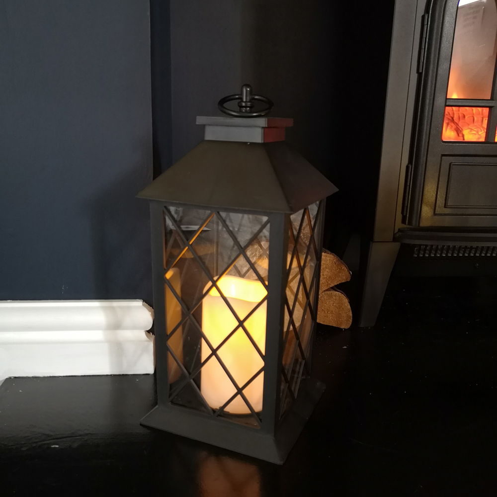 Samuel Alexander White LED Christmas Lantern with Flickering Candle Image 6