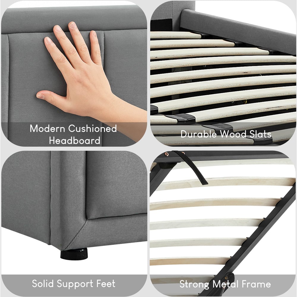 Vida Designs Vanita Double Light Grey Ottoman Bed Image 6