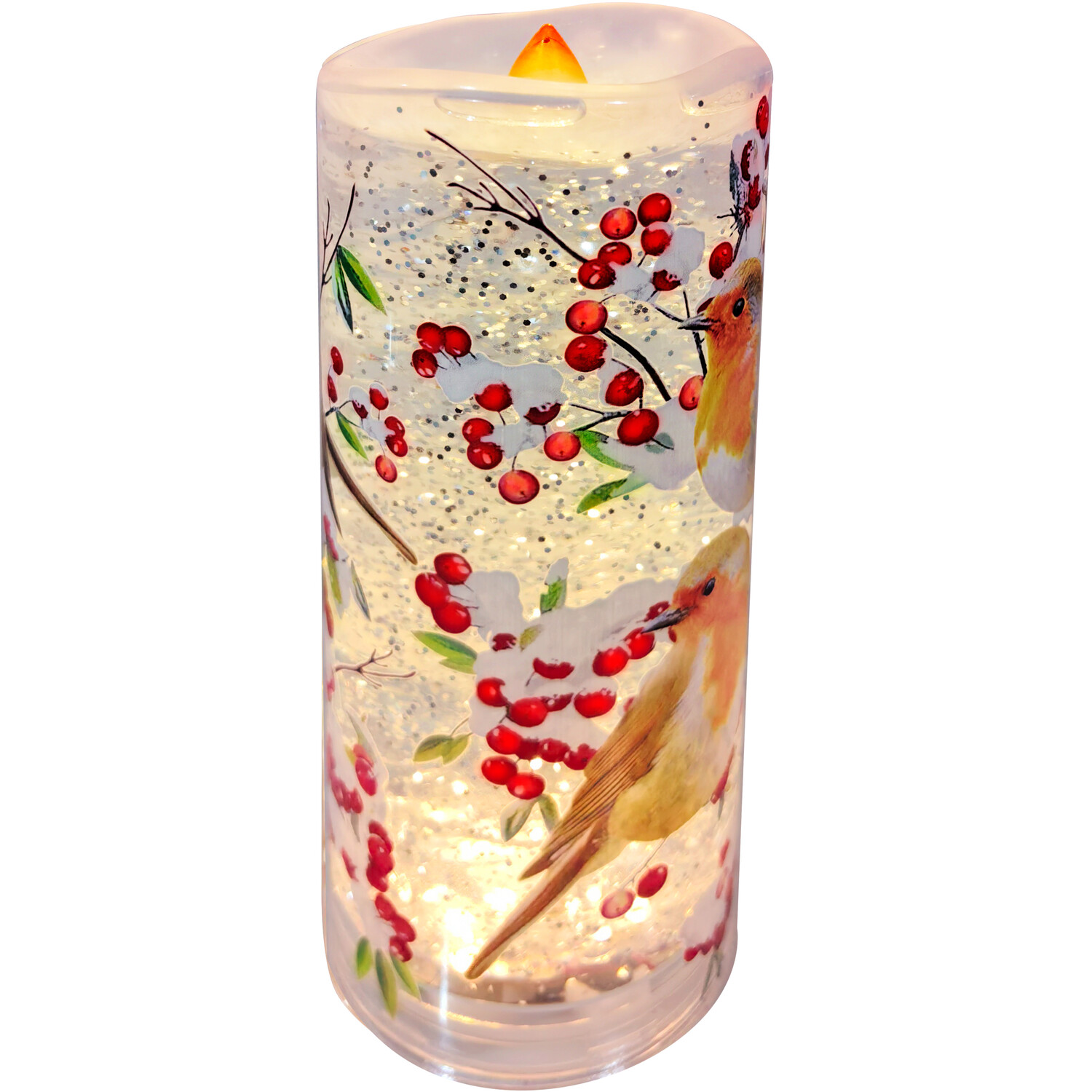 Robin Glitter Spinning LED Candle Multicolour Image 3