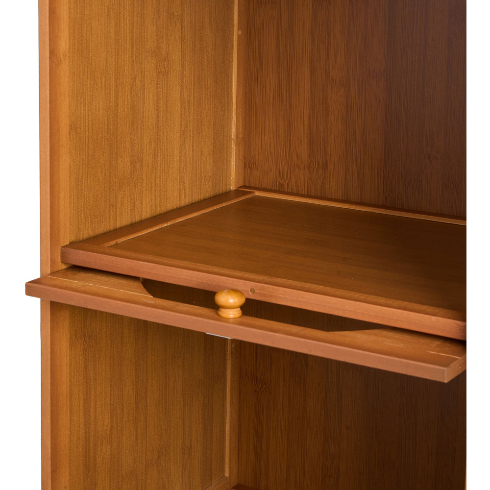 Living and Home 4 Acrylic Door Brown Bamboo Bookcase Image 4