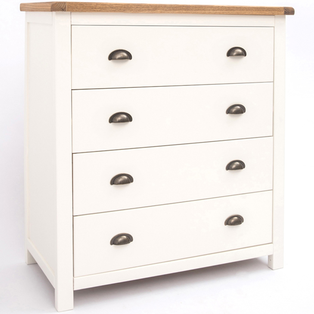 Cosenza 4 Drawer Off White Chest of Drawers with Brass Cup Handles Image 3