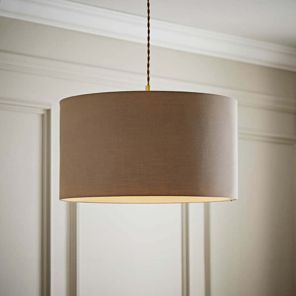 ValueLights Reni Taupe Fabric Large Drum Ceiling Lamp Shade Image 2