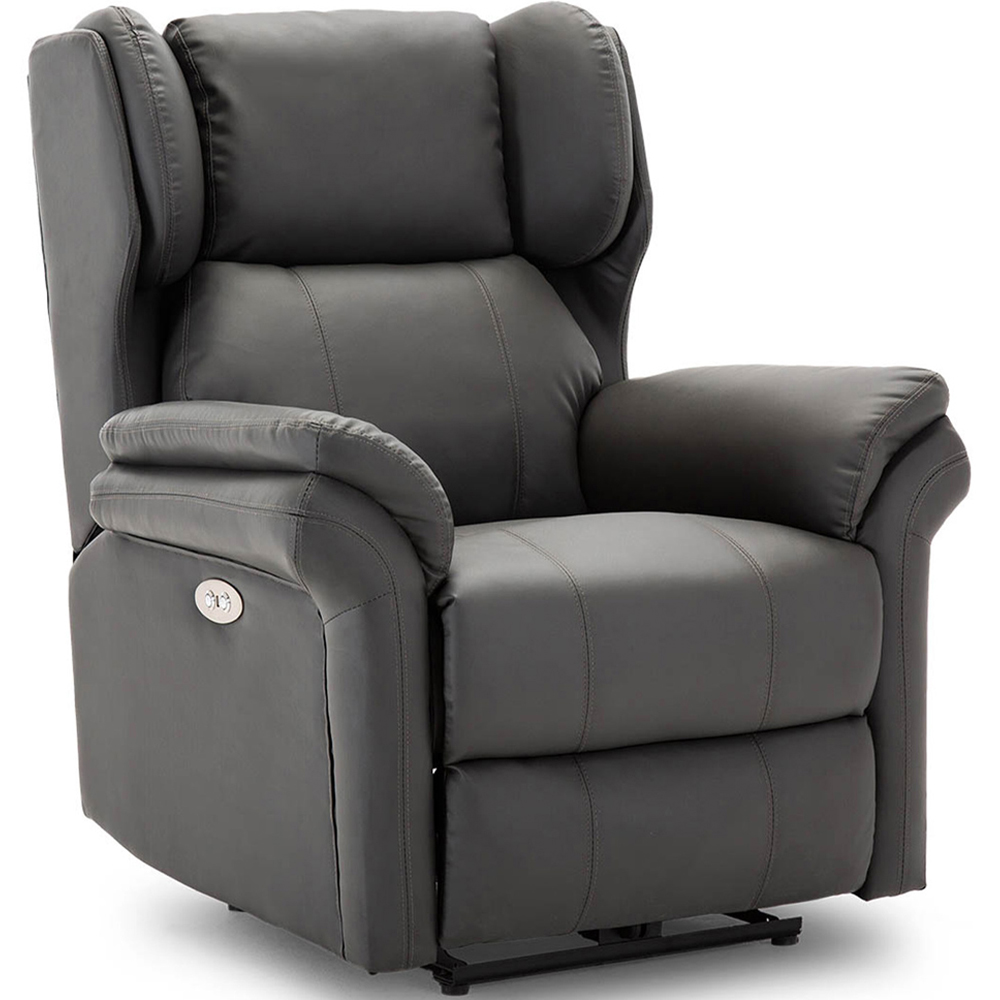 Furniture Online Slate Bonded Leather Wingback Electric Recliner Chair with USB Port Image 2