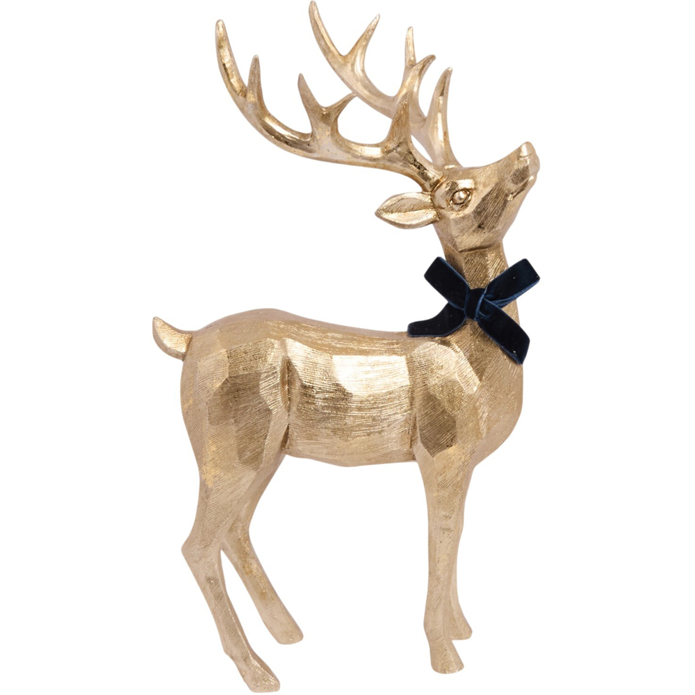 Antique Reindeer with Bow Ornament Gold Image 1