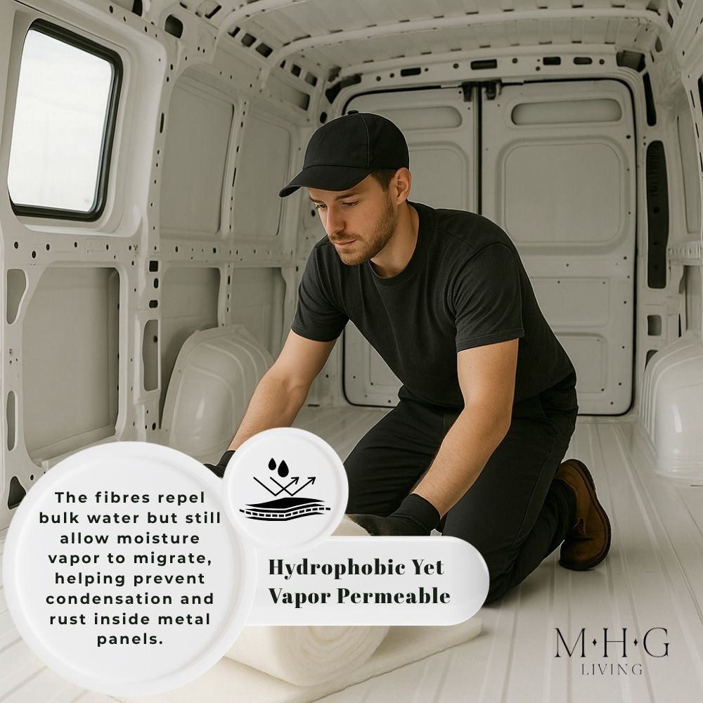 MHG Living White Non-Itch Polyester Thermal Lining Campervan Insulation Roll 4m x 570 x 50mm Image 4