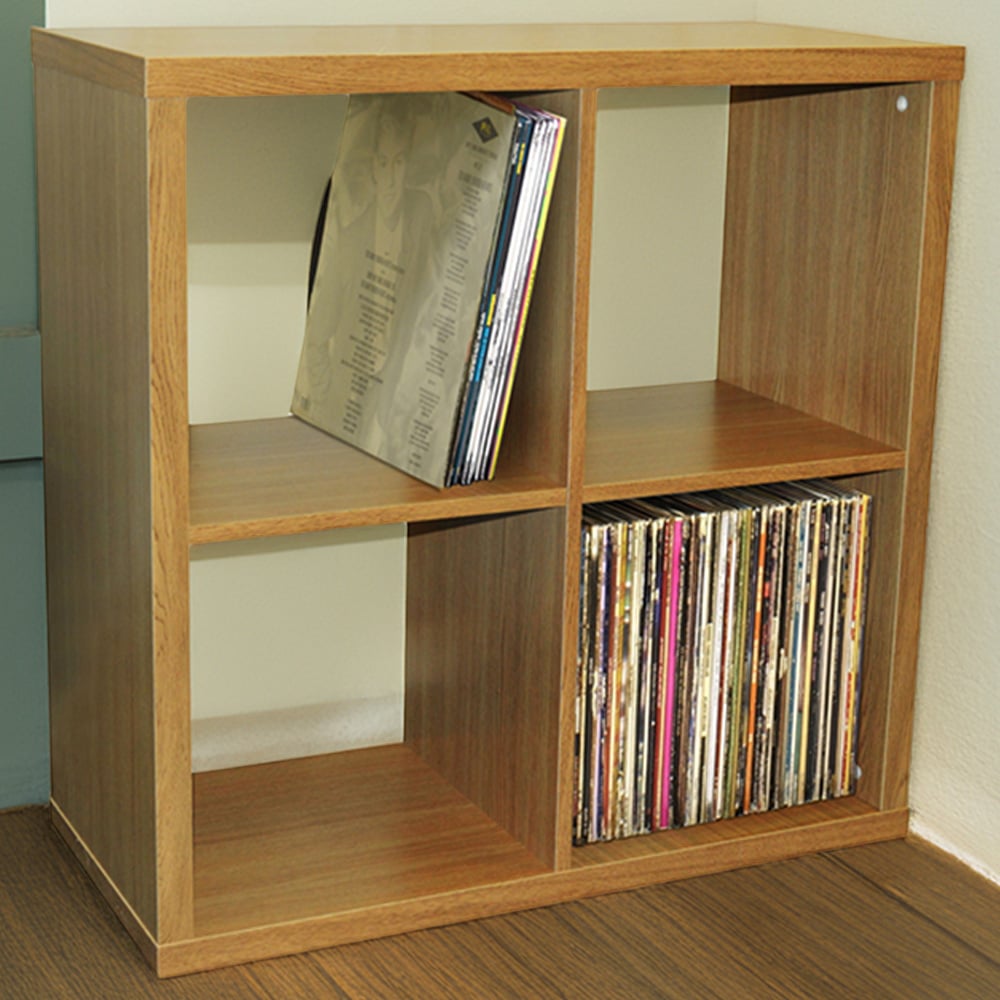 Watsons Cube 4 Shelf Oak Square LP Record Vinyl Storage Display Unit Image 1