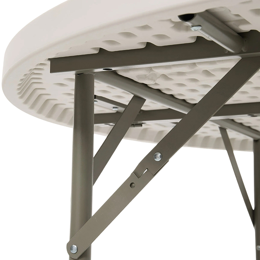 Living and Home White Outdoor Round Folding Camping Table with Handle Image 3