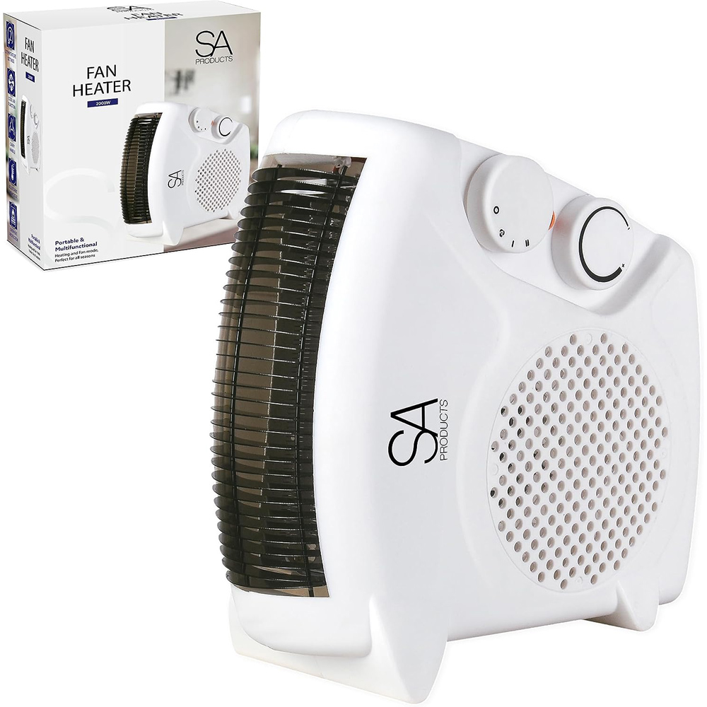 White Fan Heater with 2 Heat Settings and Cool Function Image 2