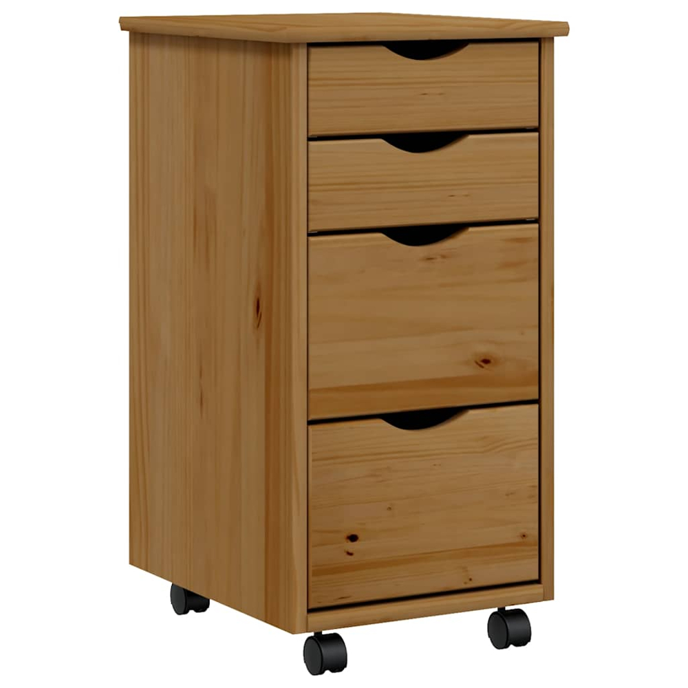 vidaXL Moss 4 Drawer Honey Brown Solid Pine Mobile Chest of Drawers Image 2